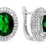stone earrings with green cubic zirconia