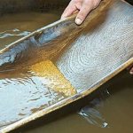 промывают золото в реке